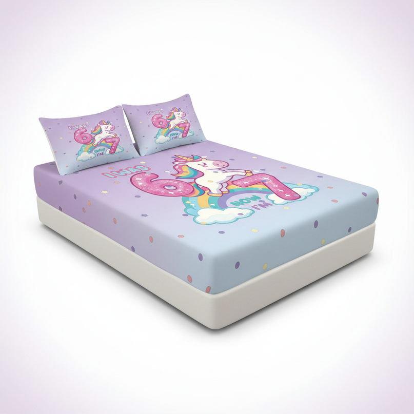 unicorn twin bed sheet set - white-bg