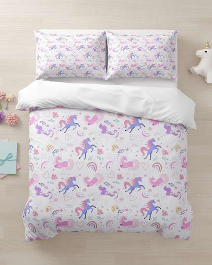 unicorn twin bedding - flat-lay