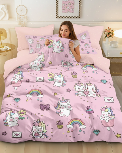 unicorn twin bedding set - in-use