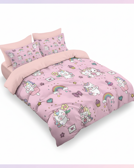 unicorn twin bedding set - white-bg