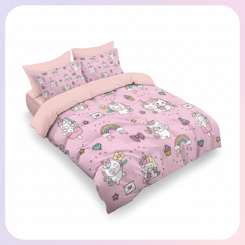 unicorn twin bedding set - white-bg