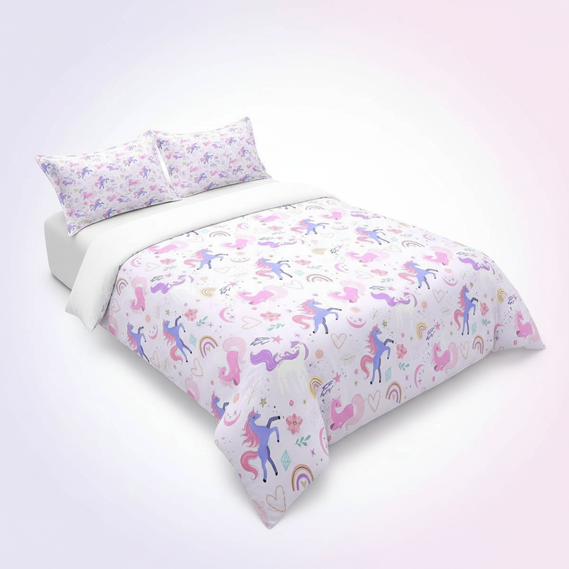 unicorn twin bedding - white-bg