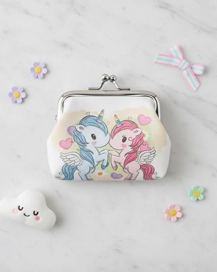 unicorn twin coin purse - flat-lay