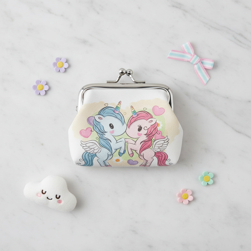 unicorn twin coin purse - flat-lay