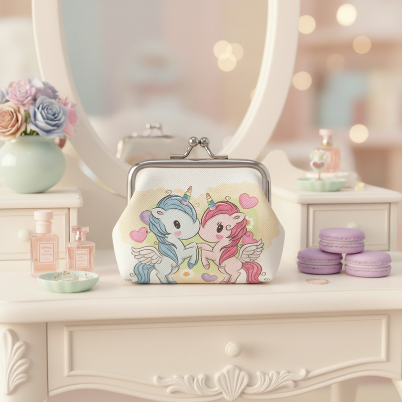 unicorn twin coin purse - lifestyle