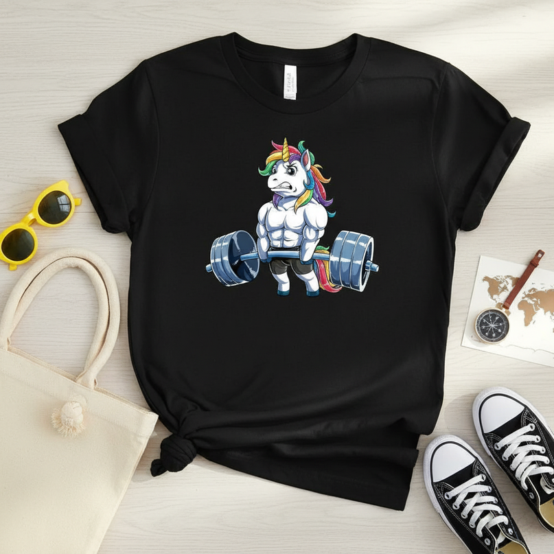 unicorn vacation shirt - flat-lay