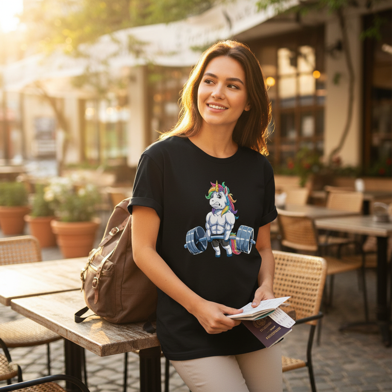 unicorn vacation shirt - in-use