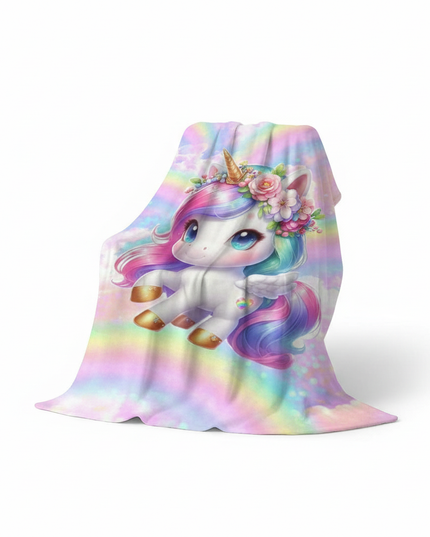 unicorn velvet blanket - white-bg