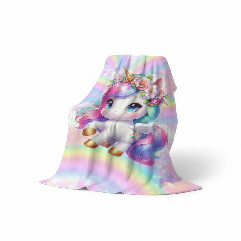 unicorn velvet blanket - white-bg