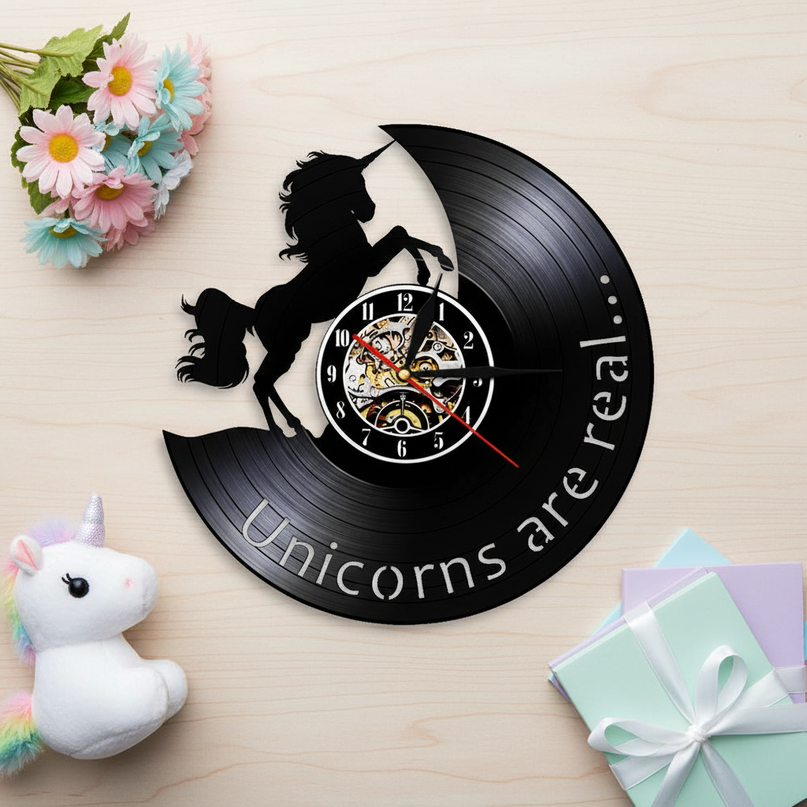 unicorn vintage clock - flat-lay