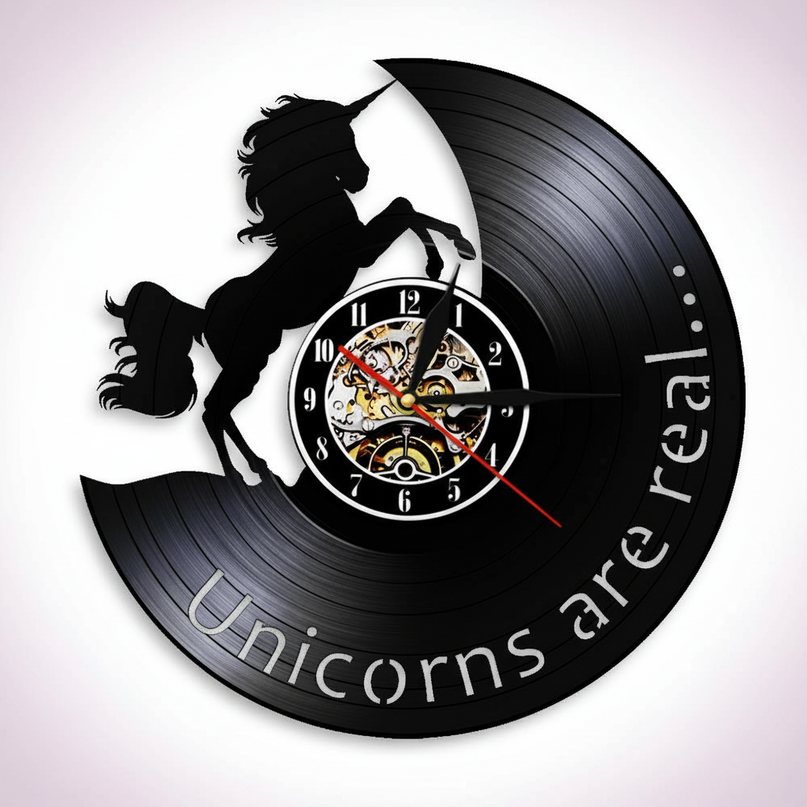 unicorn vintage clock - white-bg