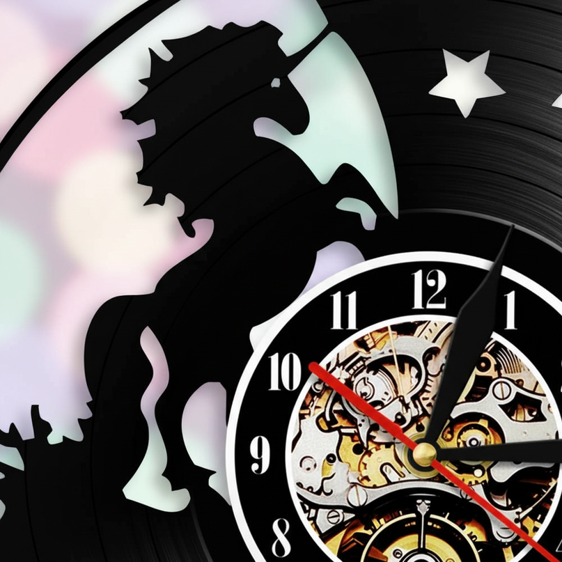 unicorn vinyl clock - detail