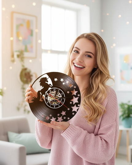 unicorn vinyl clock - in-use
