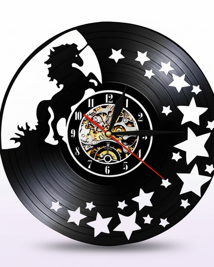 unicorn vinyl clock - white-bg