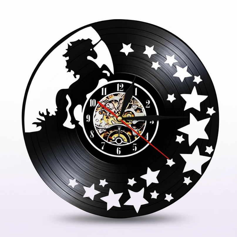 unicorn vinyl clock - white-bg