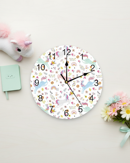 unicorn wall clock for bedroom - flat-lay