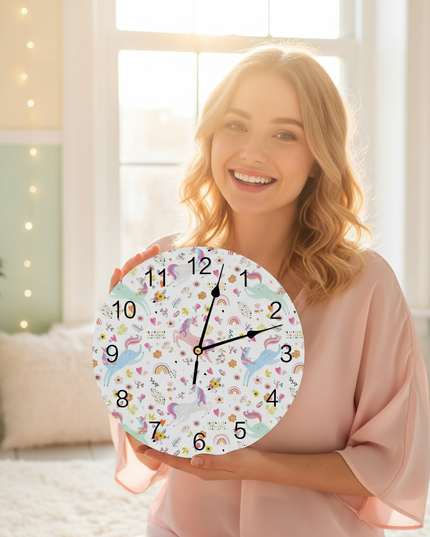 unicorn wall clock for bedroom - in-use
