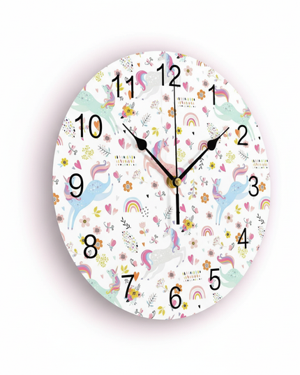unicorn wall clock for bedroom - white-bg