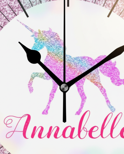 unicorn wall clock for girls bedroom - detail