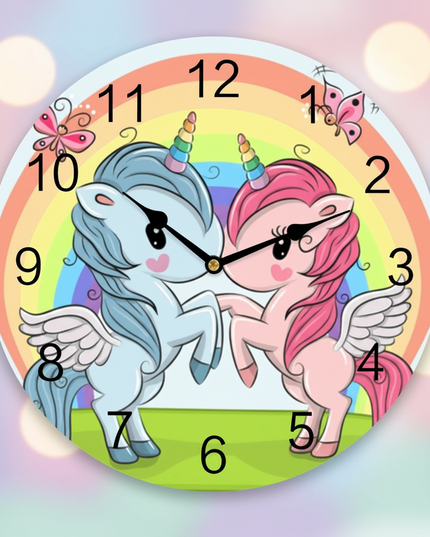unicorn wall clock for girls room - lifestyle