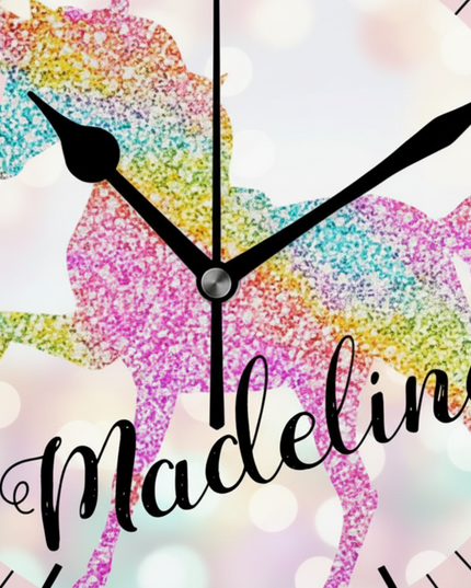 unicorn wall clock for kids room - detail