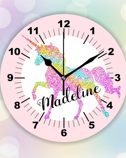 unicorn wall clock for kids room - lifestyle