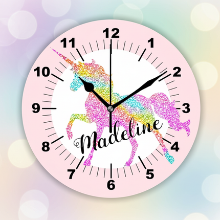 unicorn wall clock for kids room - lifestyle