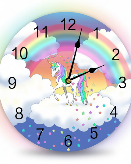 unicorn wall clock for living room - white-bg