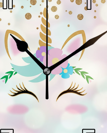 unicorn wall clock gold glitter - detail