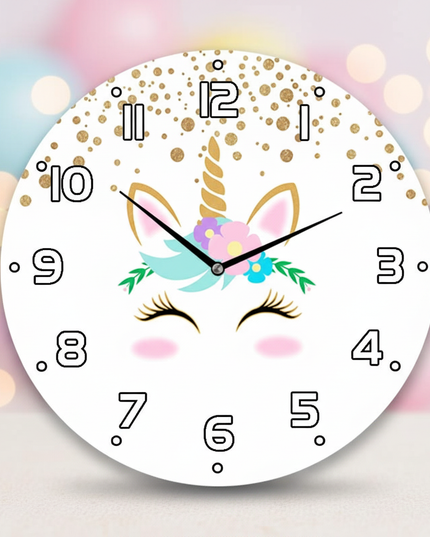 unicorn wall clock gold glitter - lifestyle