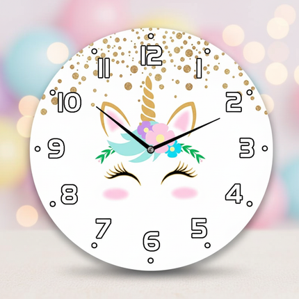 unicorn wall clock gold glitter - lifestyle