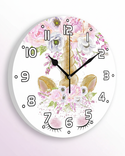 unicorn wall clock nursery decor - white-bg