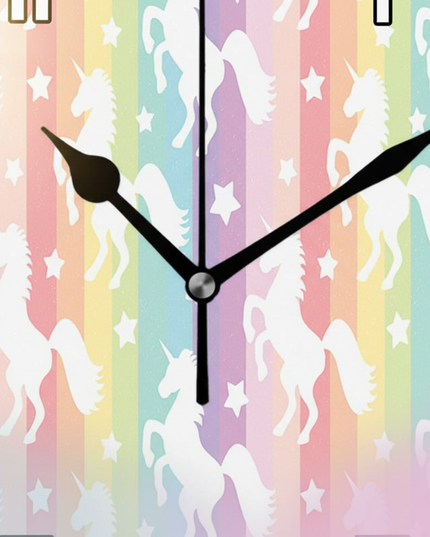 unicorn wall clock pastel colors - detail
