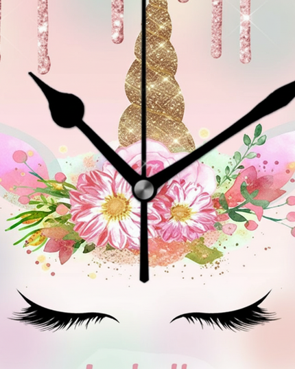 unicorn wall clock pink and gold - detail