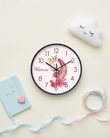 unicorn wall clock silent - flat-lay