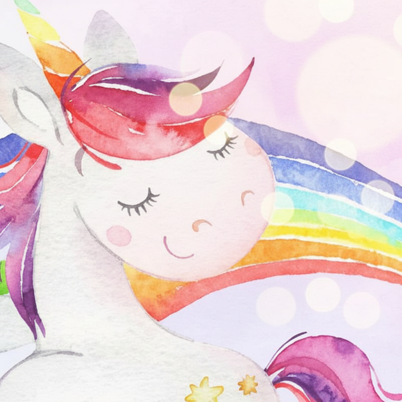unicorn wall clock with rainbow - detail