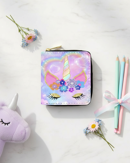 unicorn wallet for girls - flat-lay