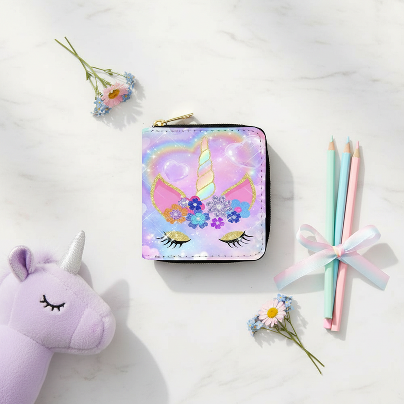 unicorn wallet for girls - flat-lay
