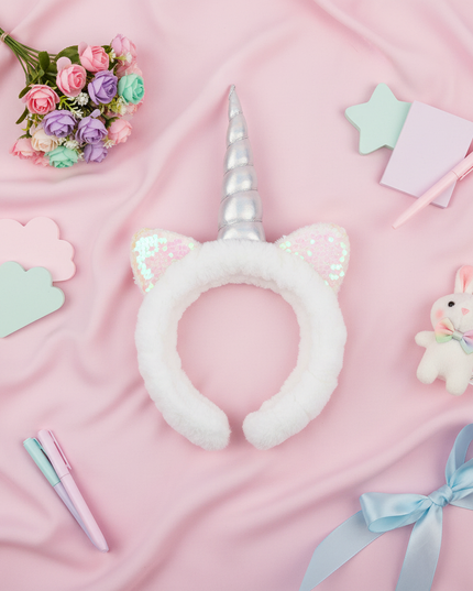 unicorn wash face headband - flat-lay