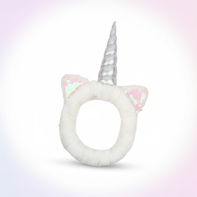 unicorn wash face headband - white-bg