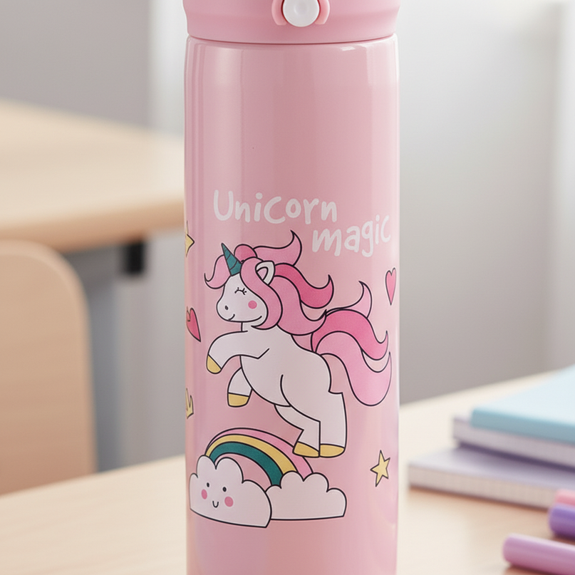 unicorn water bottle gift set - detail
