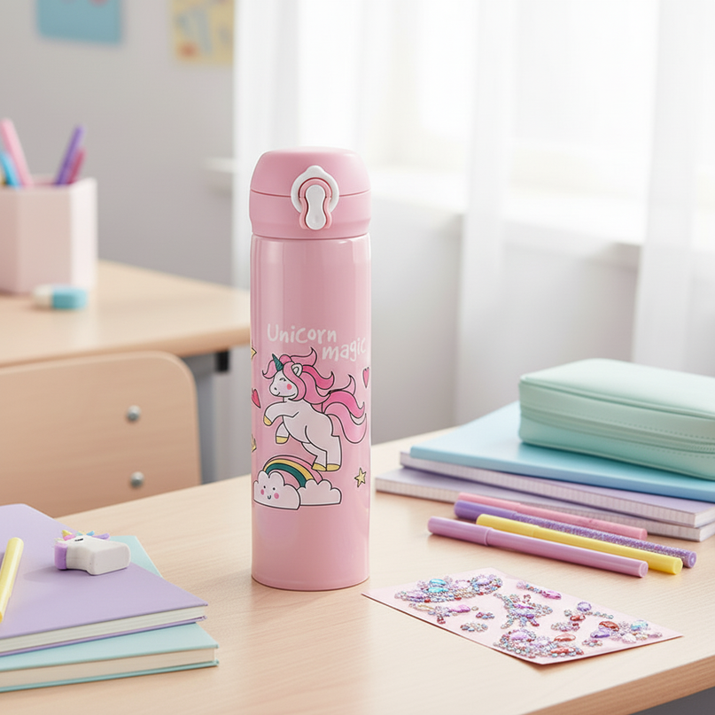 unicorn water bottle gift set - lifestyle
