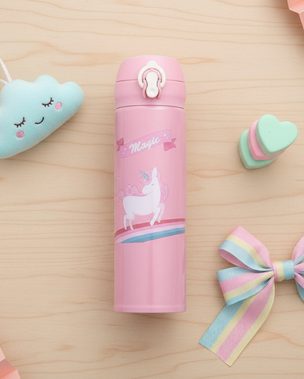 unicorn water bottle girls - flat-lay