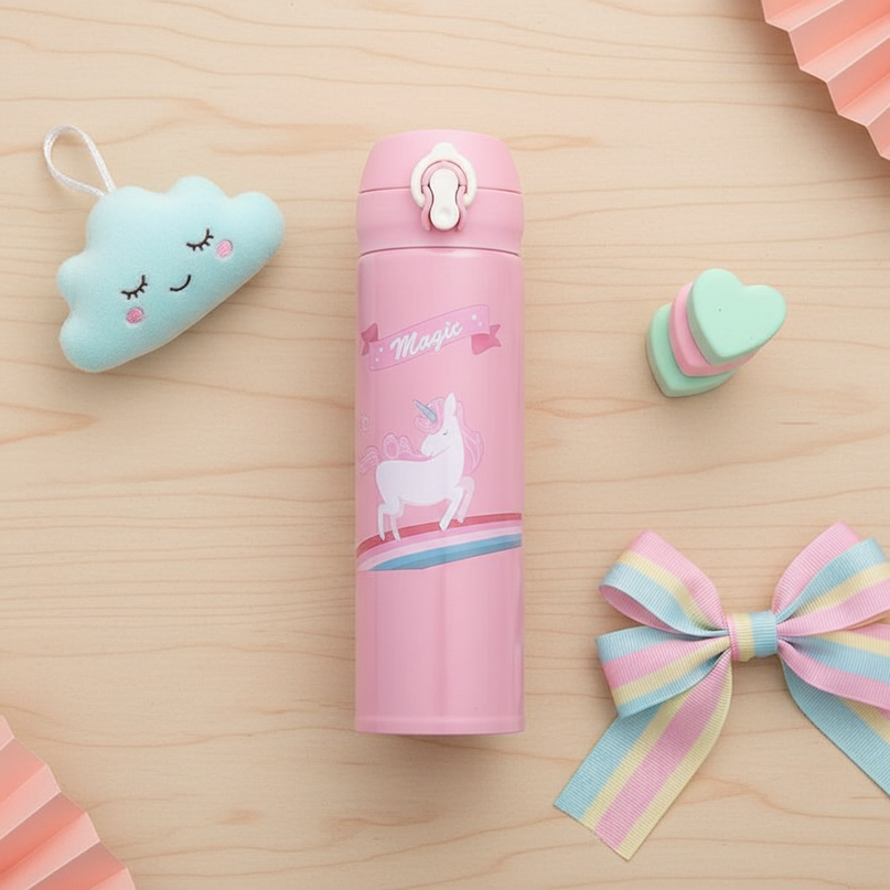 unicorn water bottle girls - flat-lay