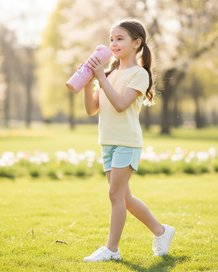 unicorn water bottle girls - in-use