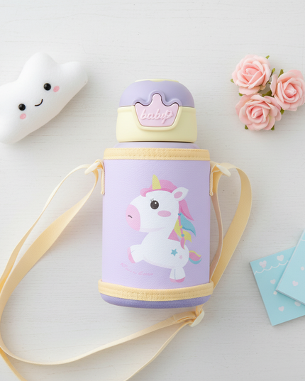 unicorn water bottle handle - flat-lay