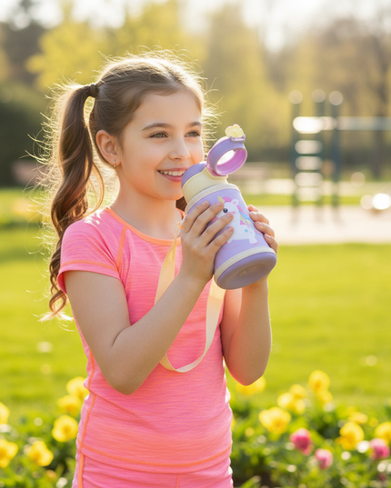 unicorn water bottle kids - in-use