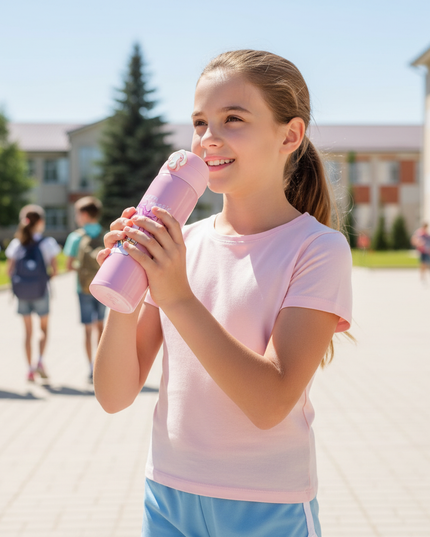 unicorn water bottle school - in-use