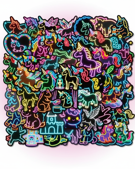 unicorn water bottle stickers - white-bg
