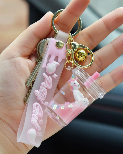unicorn water keychain - in-use